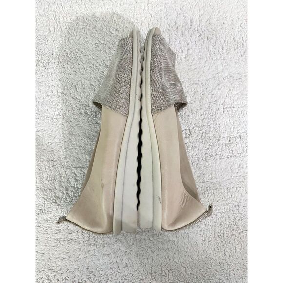 The Flexx Women’s Beige Silver Flats US 7.5 Peep Toe Rubber Bottom Gray EU 38.5 - Picture 9 of 12